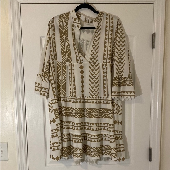 Silk & Salt Women Tunic Geometric Printed dress 3/4 Sleeves Size Medium EUC - Picture 5 of 14